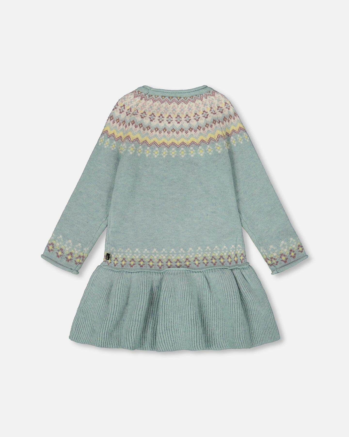 Jacquard Sweater Dress with Ribbed Skirt