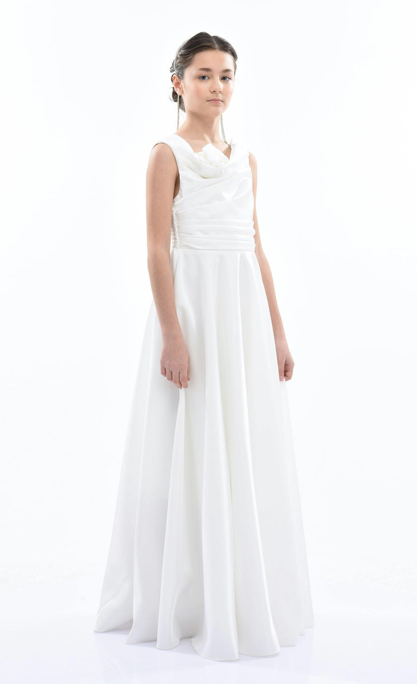 White Lenelle Rose Applique Gown