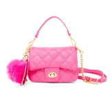 Kids Quilted Puff Flap w/ Mirror Pom Pom Handbag