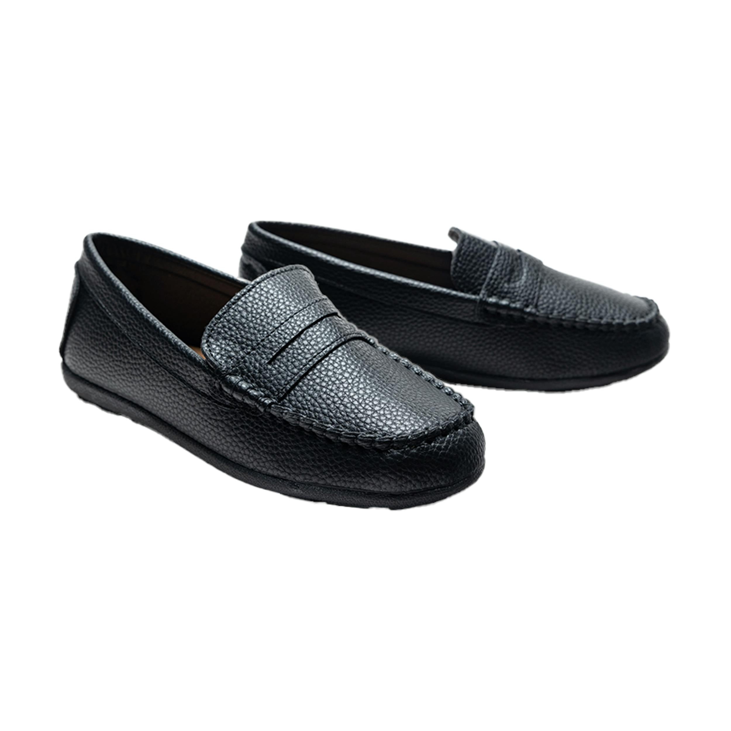 Black Faux Leather Penny Loafers
