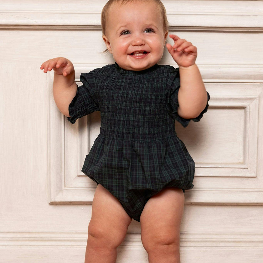 Baby Finley Romper in Twilight Pine Plaid