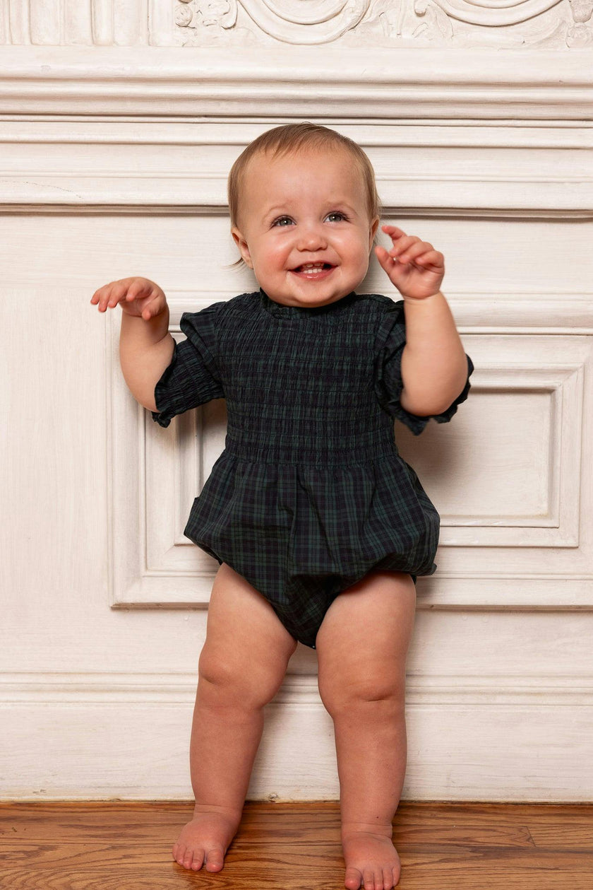 Baby Finley Romper in Twilight Pine Plaid