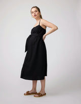 Sleeveless Button-Front Maternity and Nursing Midi Dress