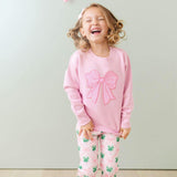 Pink Bow Sequin Patch Sweatshirt