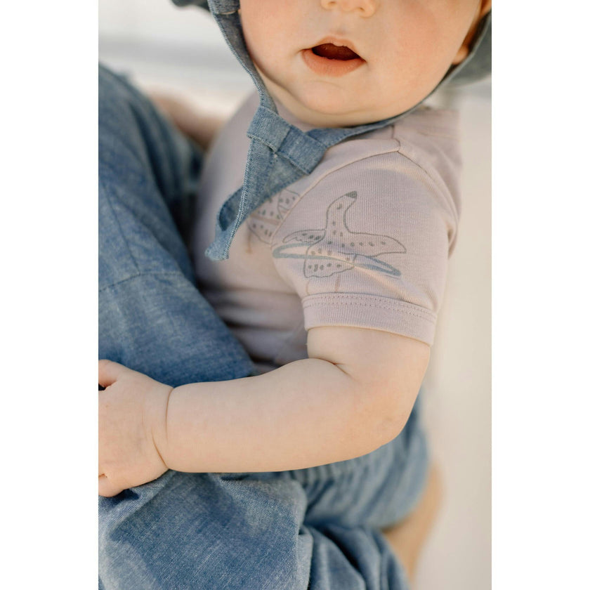 Short Sleeve Lap Shoulder Snap Onesie, Purple