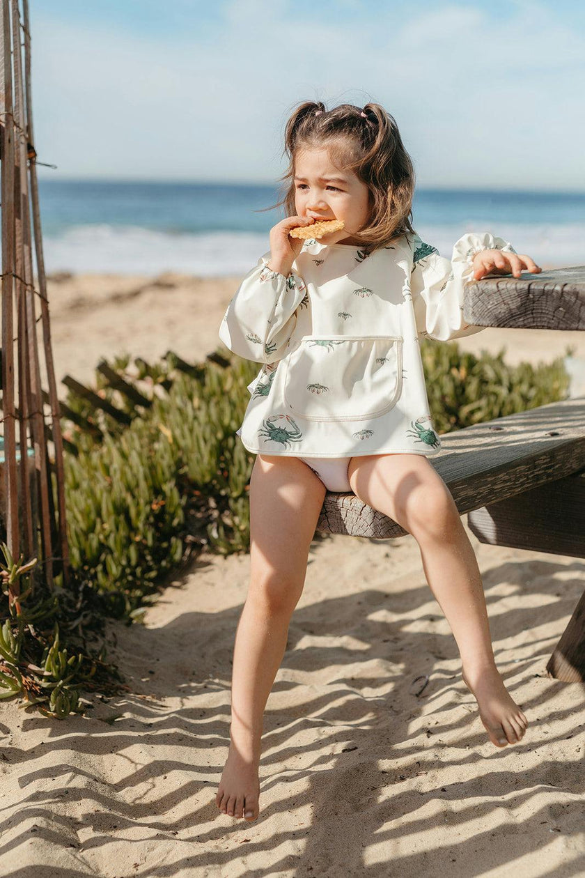White Long Sleeve Pocket Bib