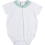Lucas Check Button Detail Bodysuit in Green (1mth-2yrs)
