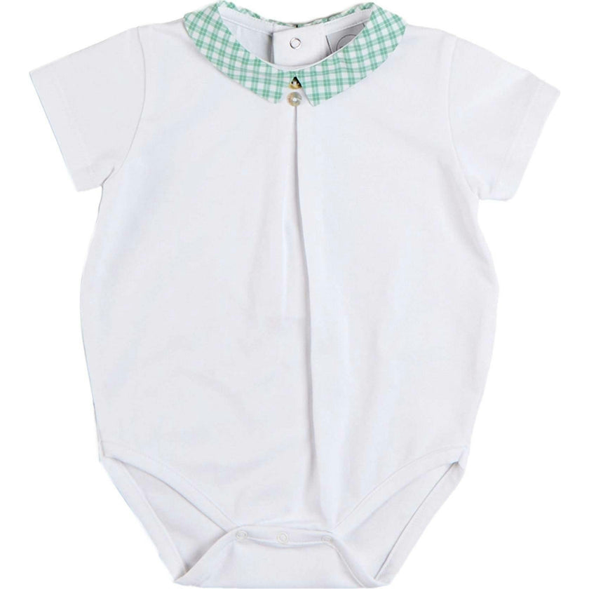 Lucas Check Button Detail Bodysuit in Green (1mth-2yrs)