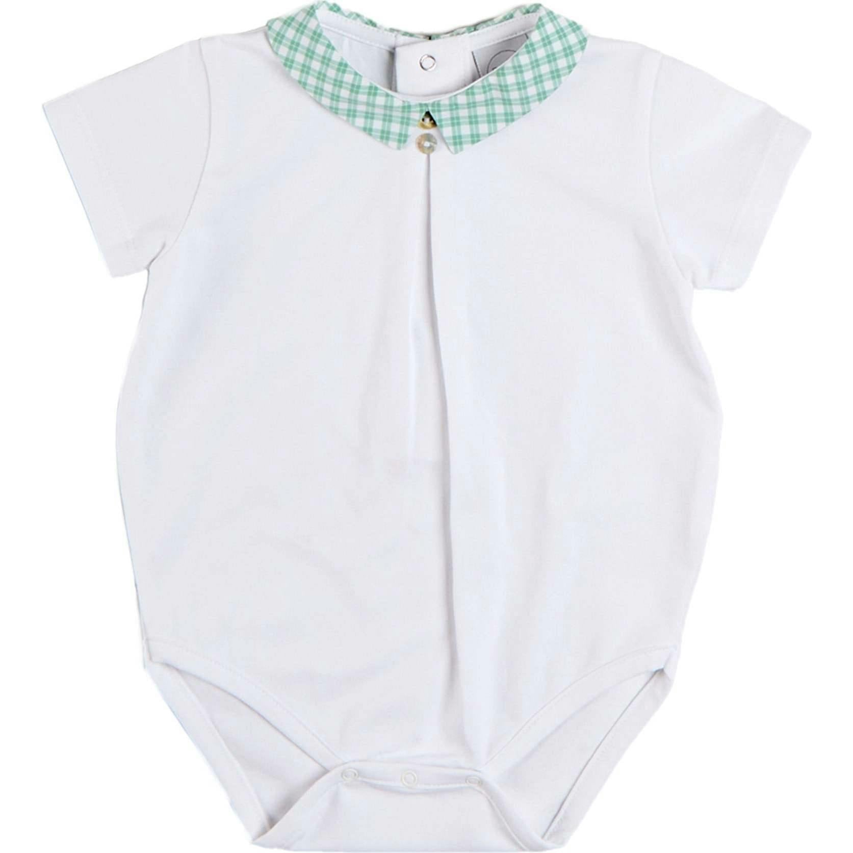 Lucas Check Button Detail Bodysuit in Green (1mth-2yrs)