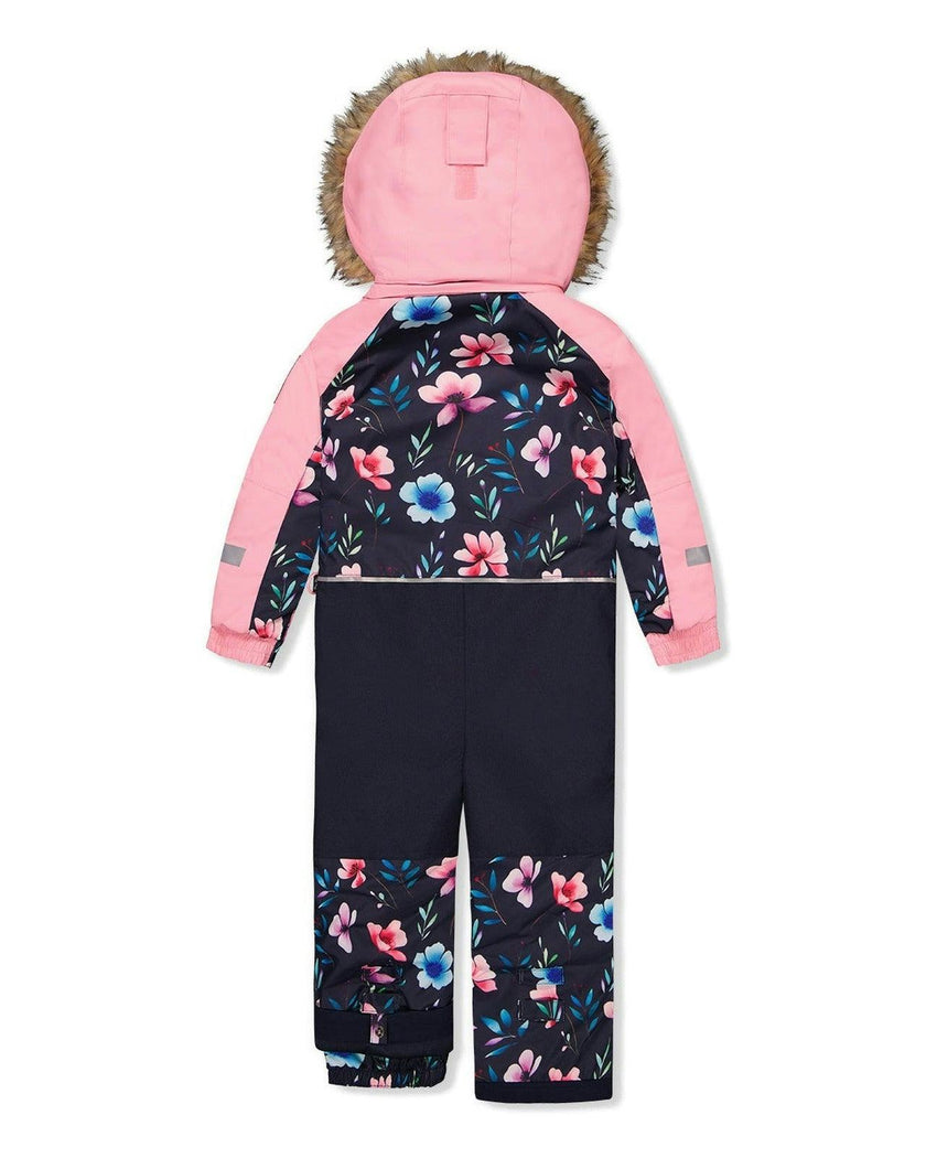 Kids One Piece Play Snowsuit Blue Floral Print