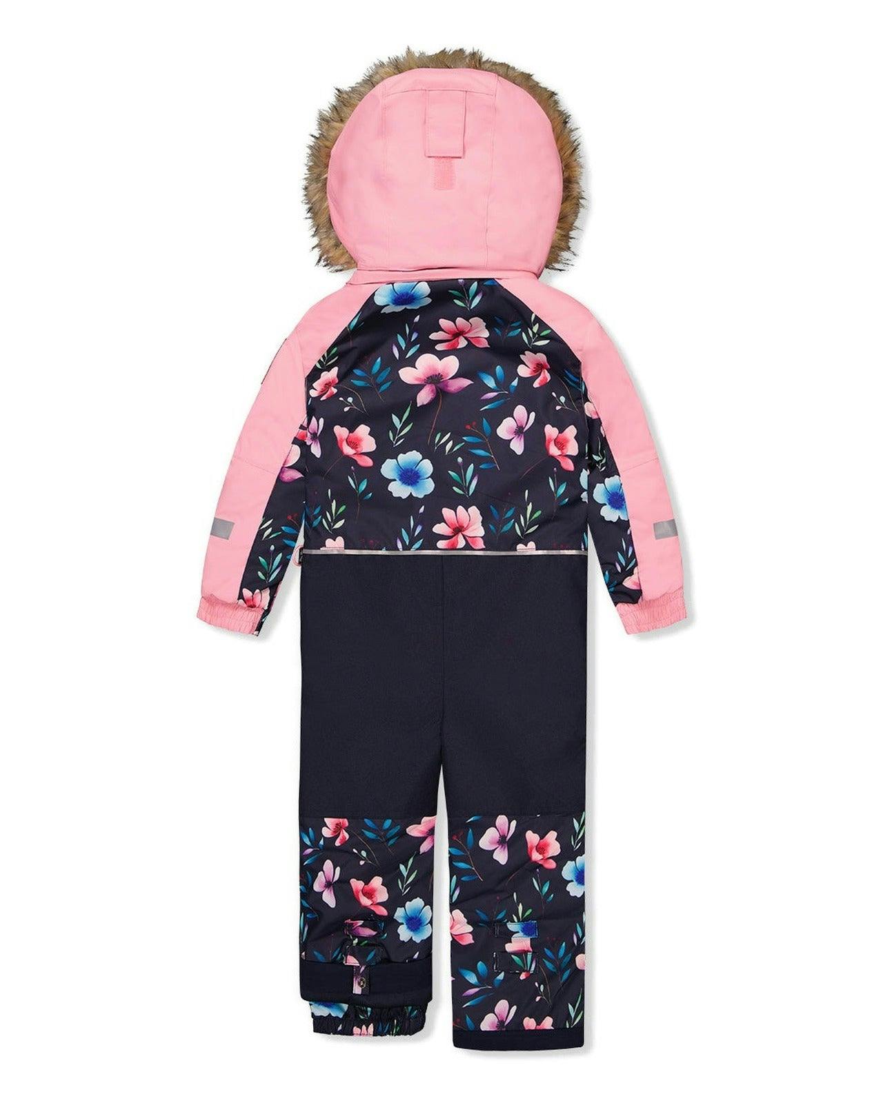 Kids One Piece Play Snowsuit Blue Floral Print