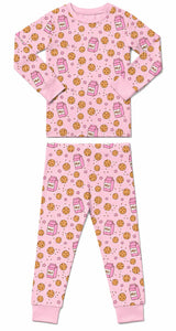 Kids Pajamas - Milk & Cookies - Pink