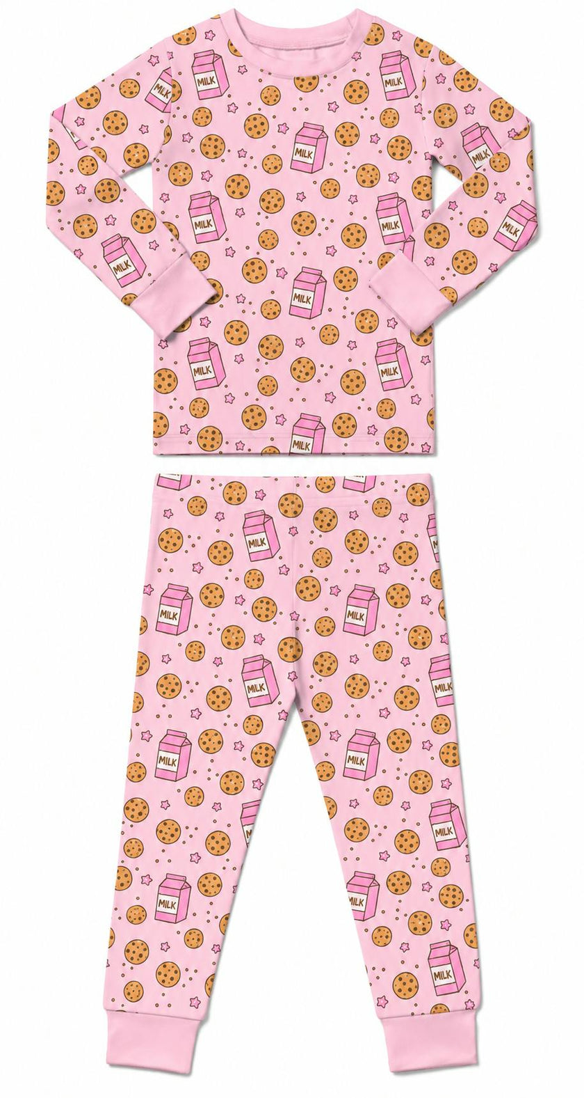 Kids Pajamas - Milk & Cookies - Pink