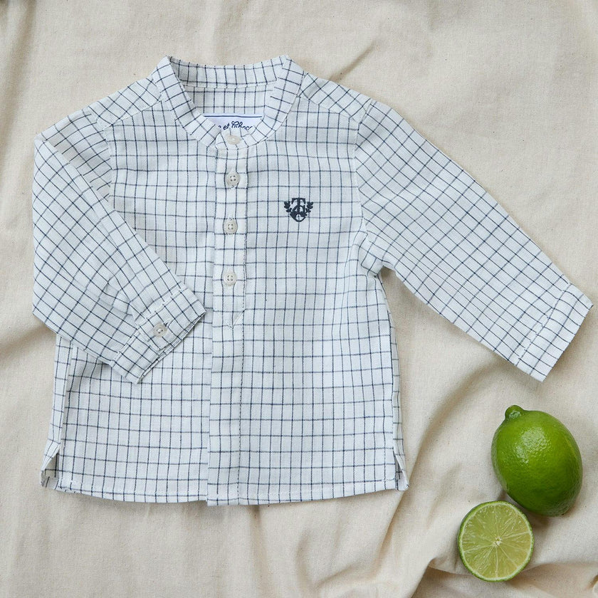 TARTINE ET CHOCOLAT Navy Checked Baby Shirt