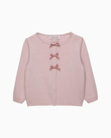 Baby Velvet Bow Cardigan in Pink