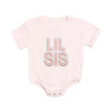 Lil Sis Embroidered Patch Short Sleeve Romper - Ballet