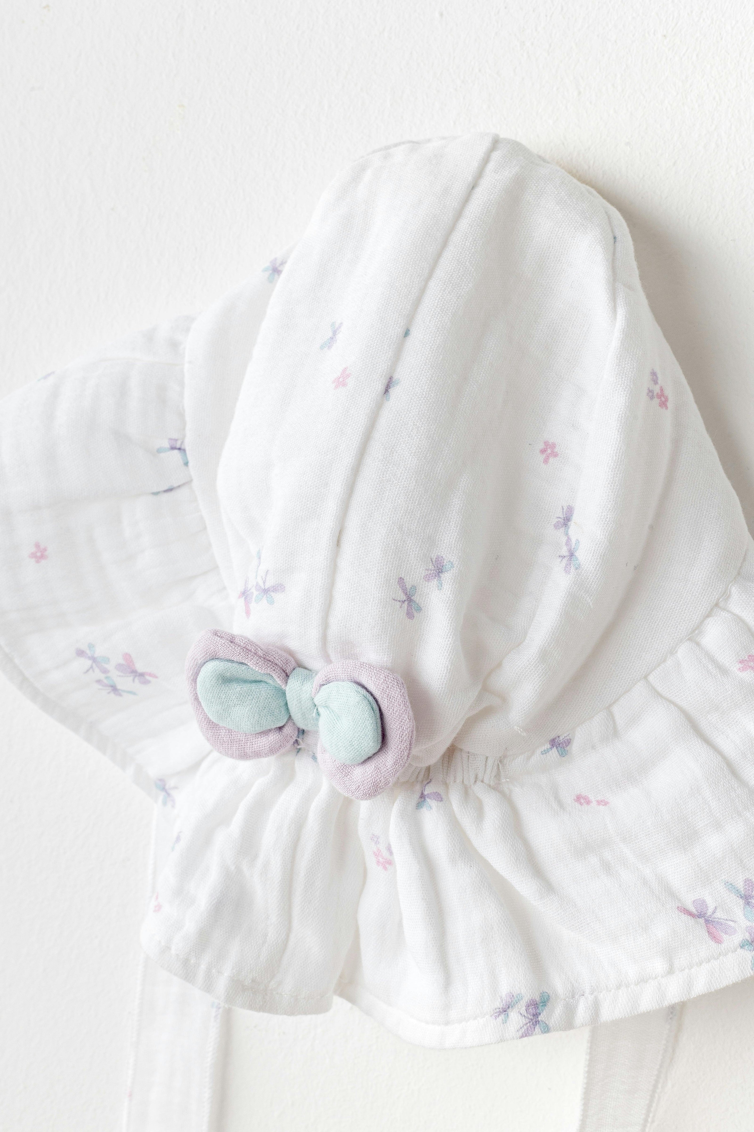 White Butterfly Muslin Bow Hat
