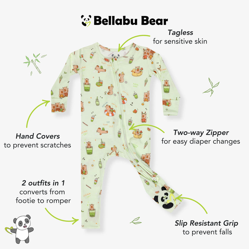 Capybara Boba Bamboo Convertible Footie