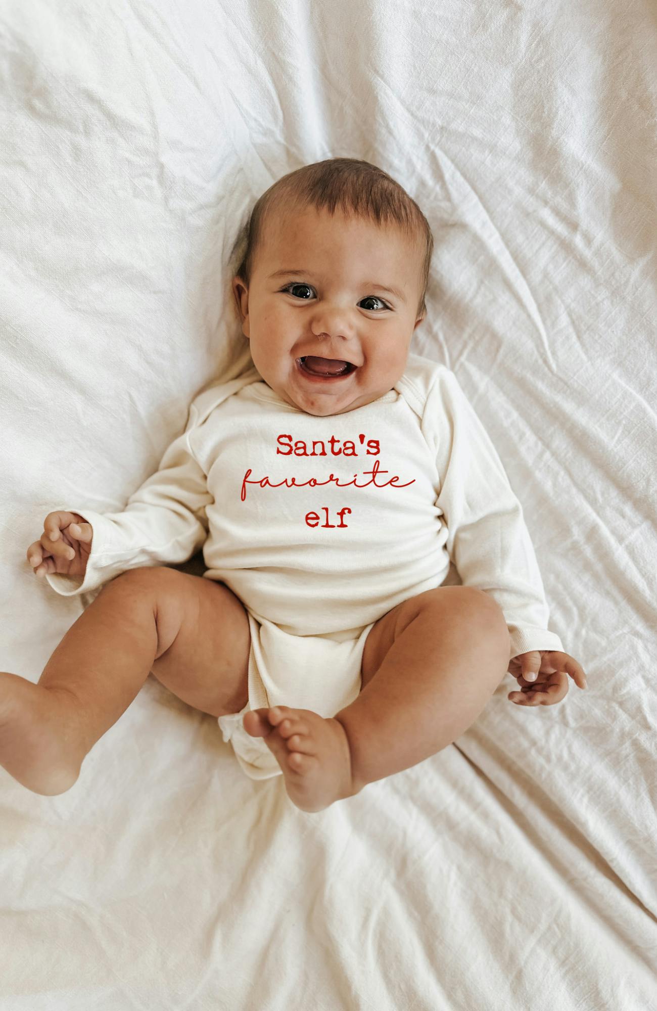 Santa's Favorite Elf Organic Baby Bodysuit Long Sleeve