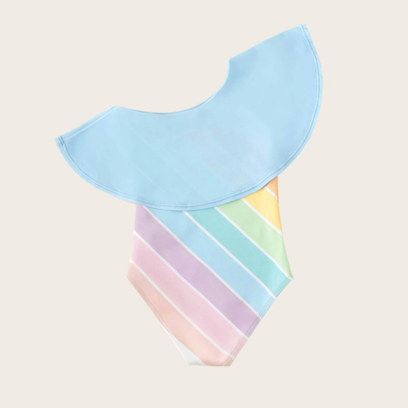 West Coast Rainbow One Shoulder Ruffle