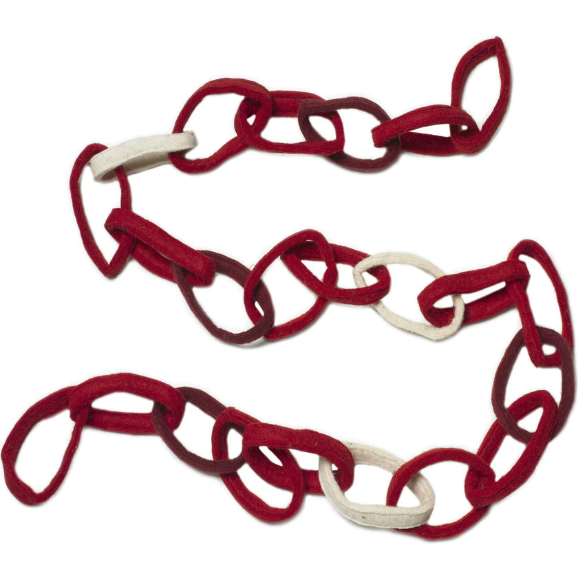 Hand Felted Wool Christmas Garland and Bunting - Loop Chain Red - 6'