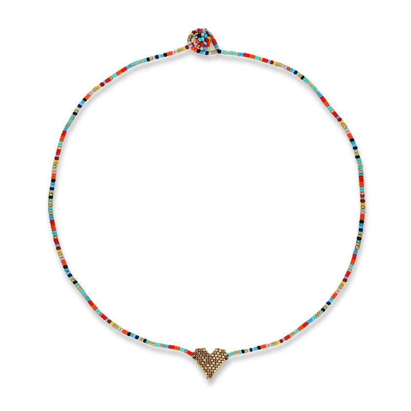 Rainbow Miyuki Heart Necklace