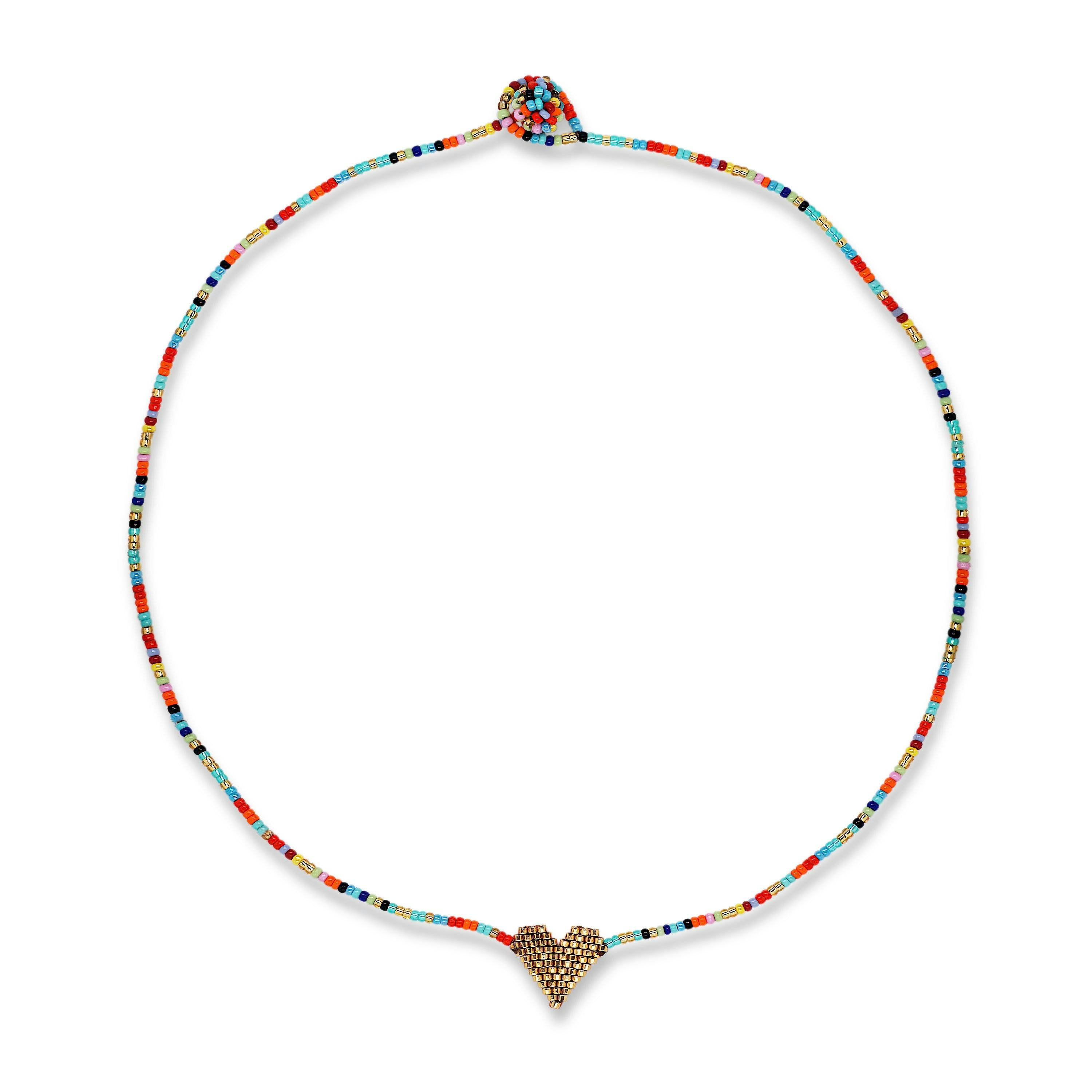Kids Rainbow Miyuki Heart Necklace