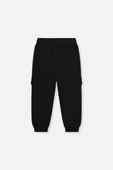Fleece Bi-Material Sweatpants With Pockets Black