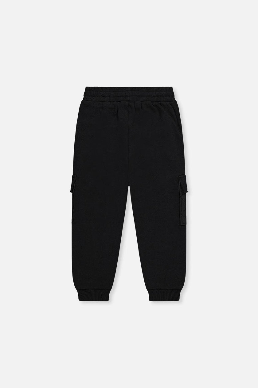 Fleece Bi-Material Sweatpants With Pockets Black