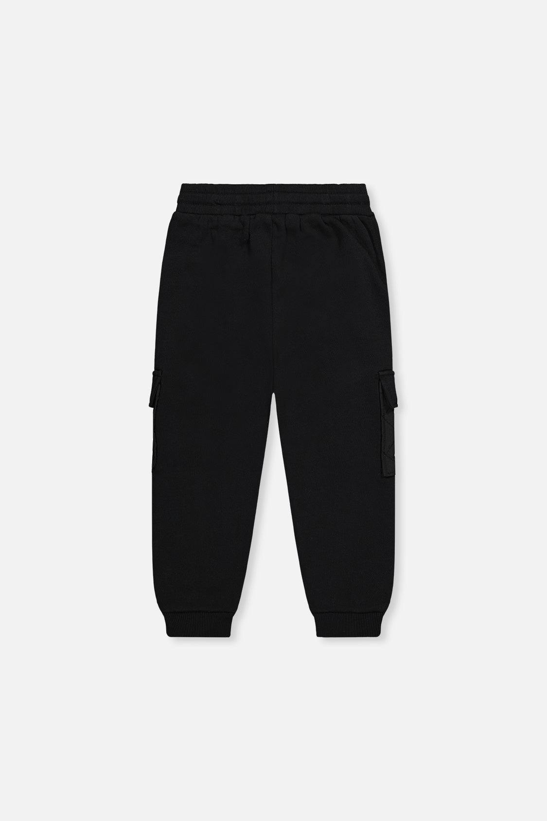 Fleece Bi-Material Sweatpants With Pockets Black