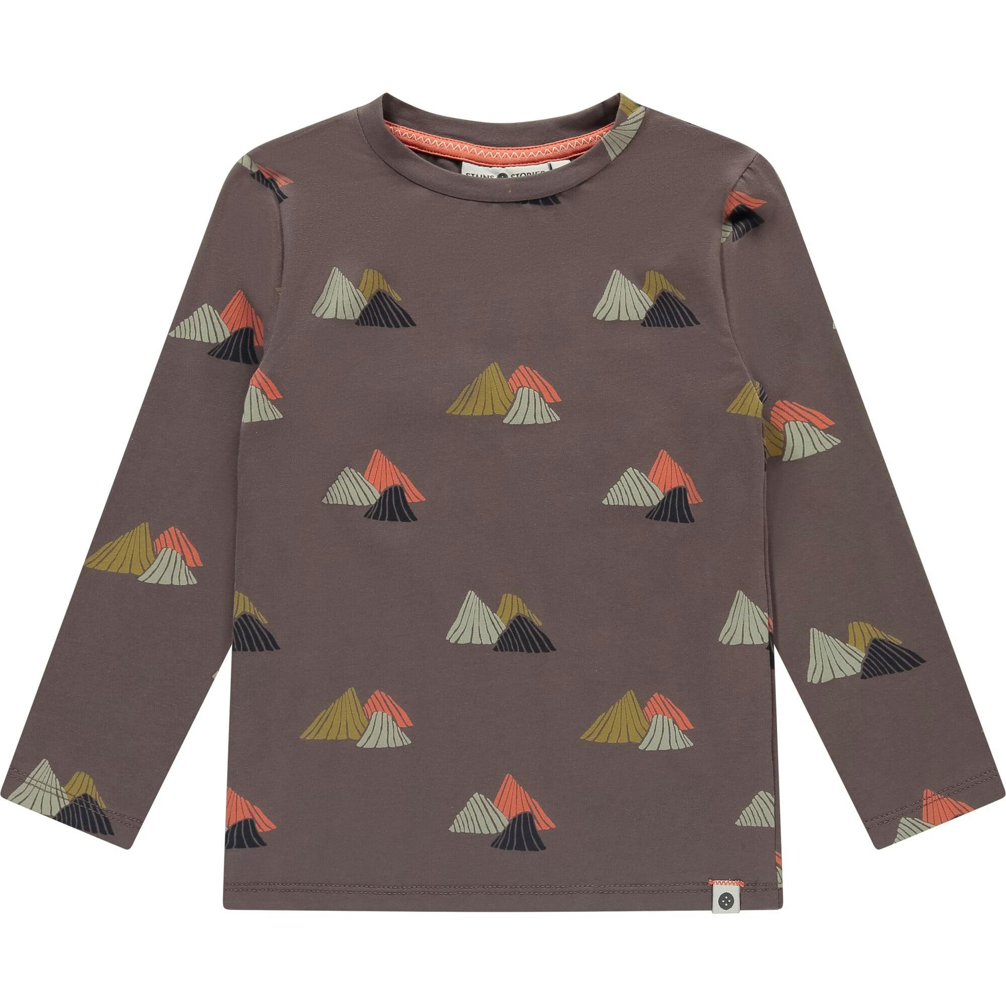 Abstract Mountain Print Long Sleeve T-Shirt