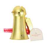 Packed Party Party Starter Gold Mini Megaphone - Shiny Gold with Pink Red Rickrack Strap, Battery Operated Party Megaphone for Bachelorettes and Birthdays
