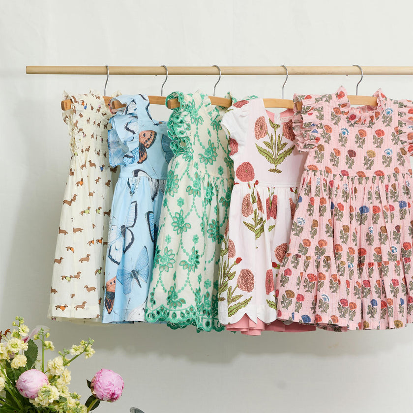 Girls Jennifer Dress - Multi Flower Drop