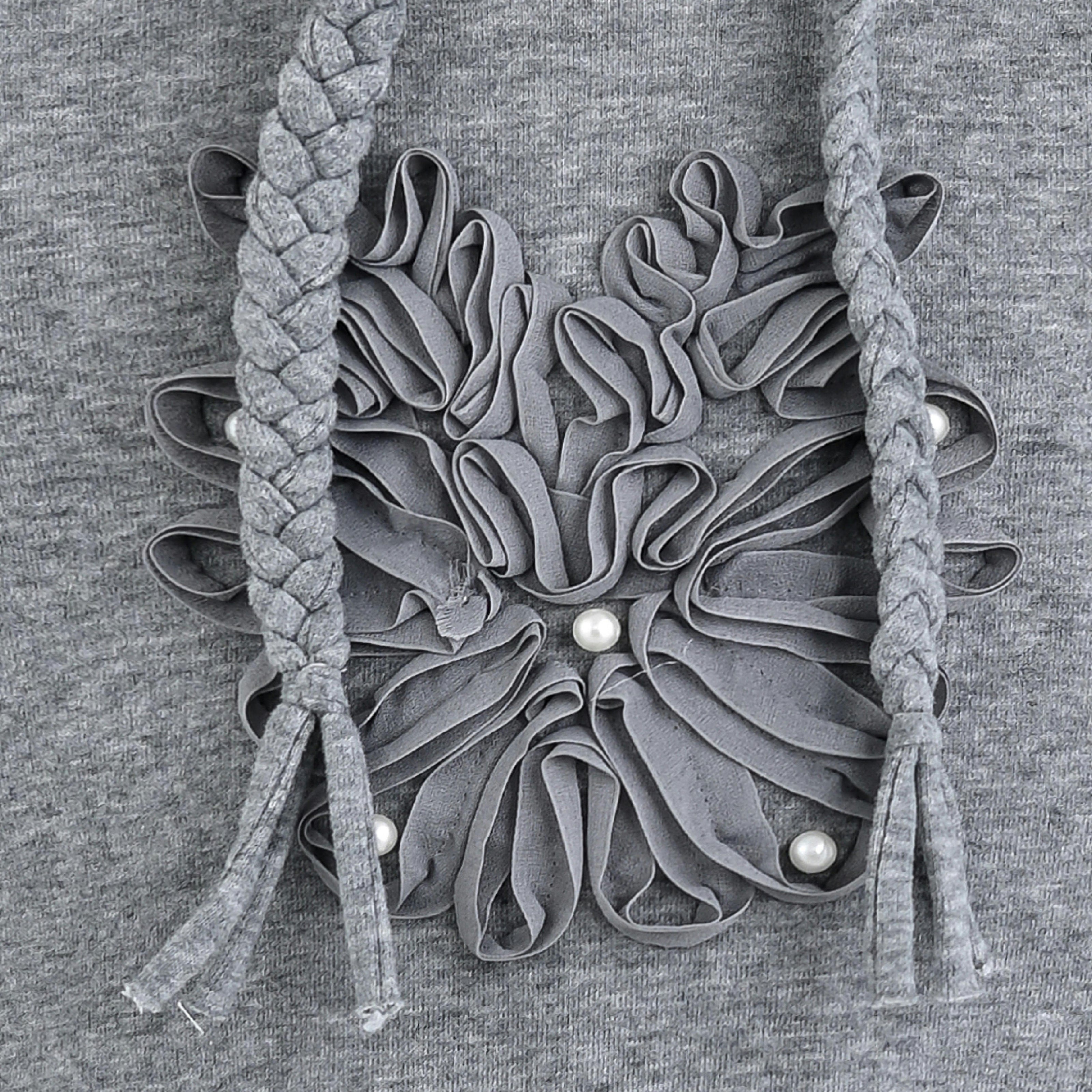 Gray Embellished Hooded Sweatshirt