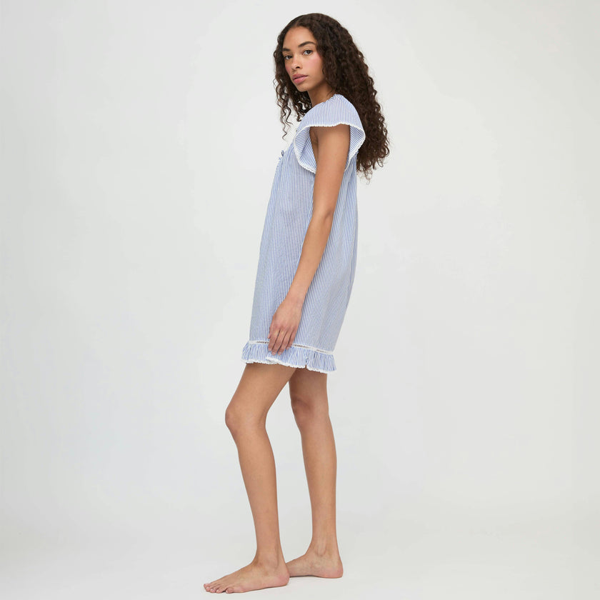 The Lucinda Nightgown - Blue/White Stripe