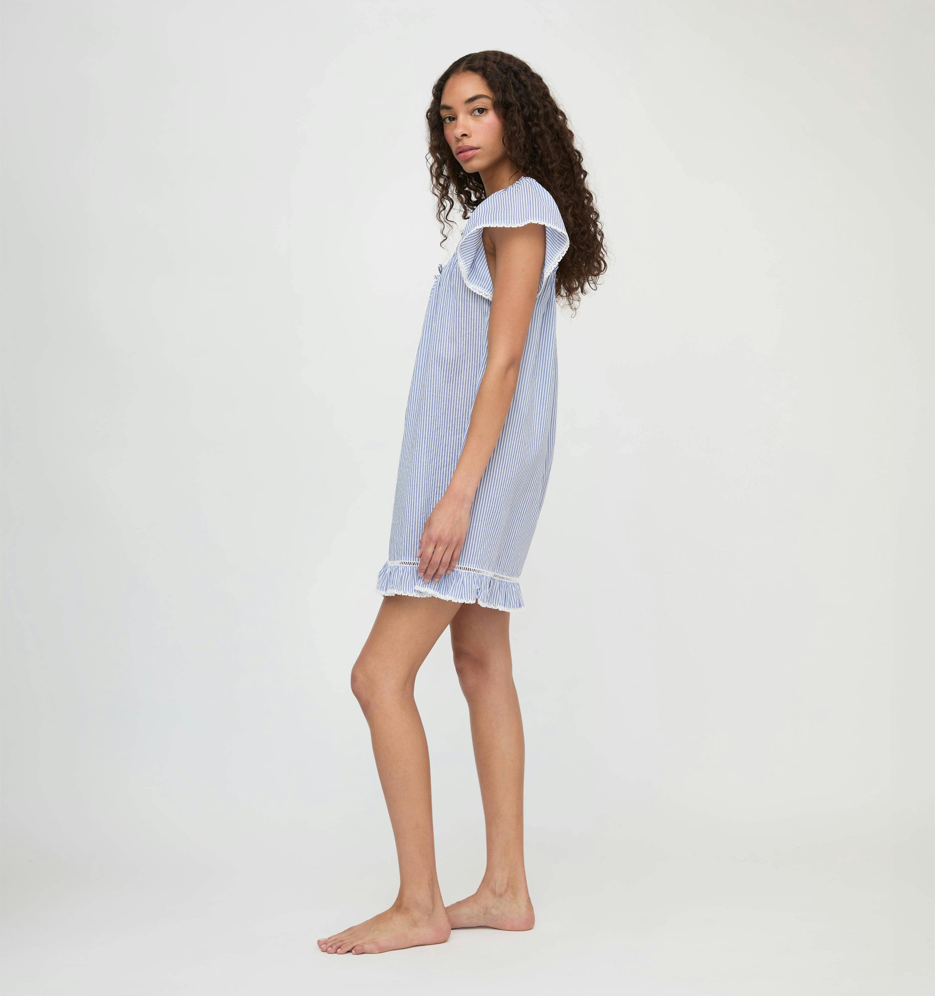 The Lucinda Nightgown - Blue/White Stripe