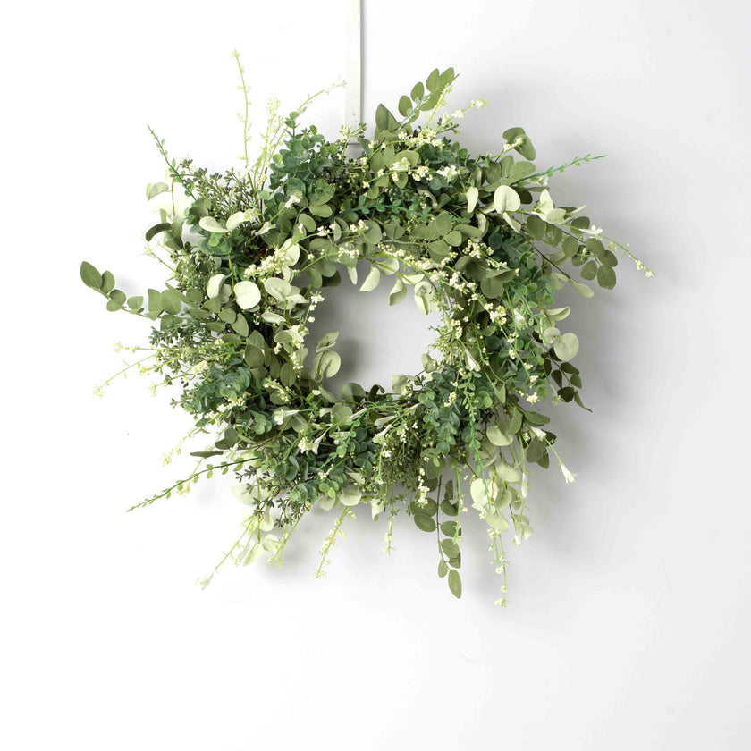 Mixed Eucalyptus, Green Ruscus Greenery All Seasons Wreath
