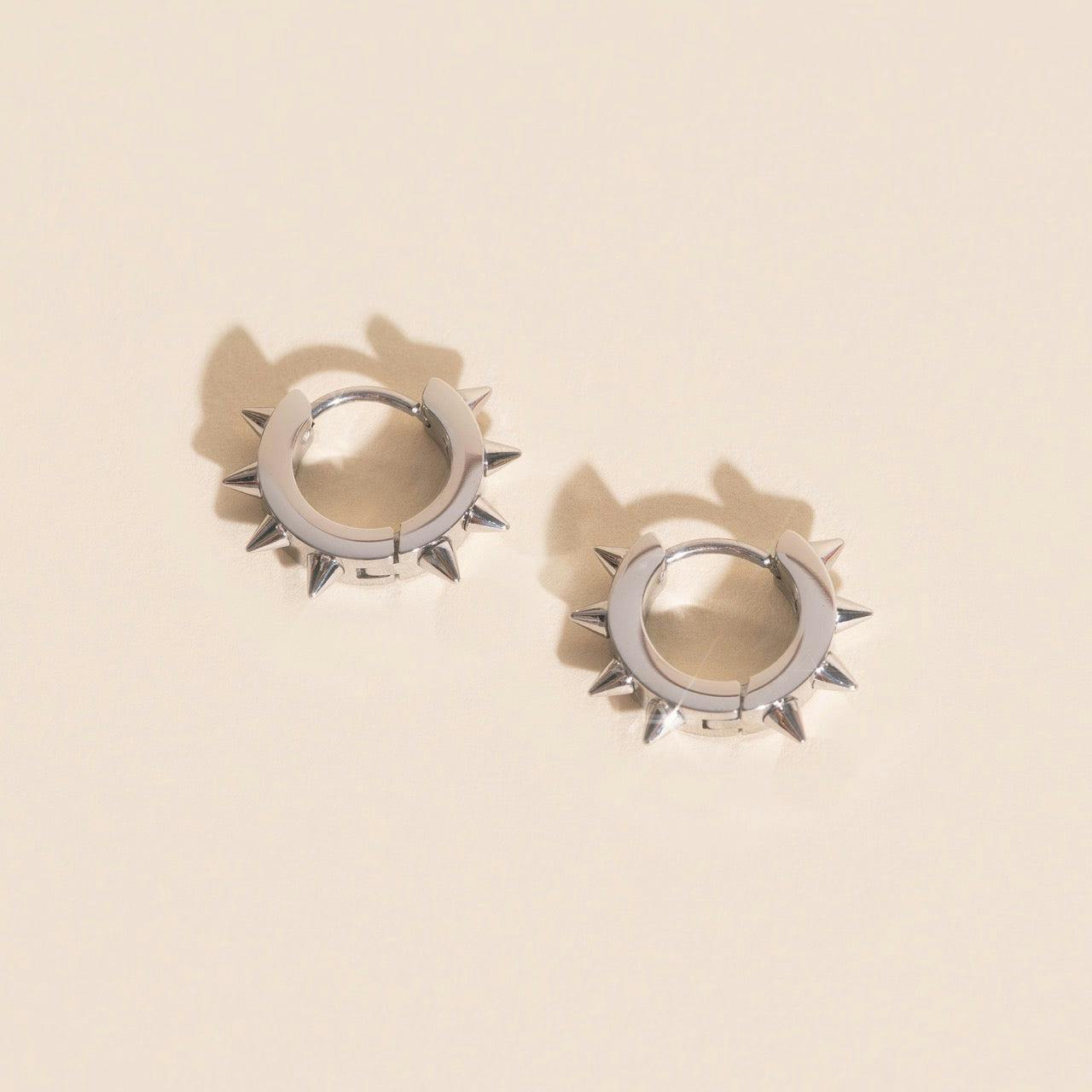 Spiked Chunky Huggie Hoop Earrings