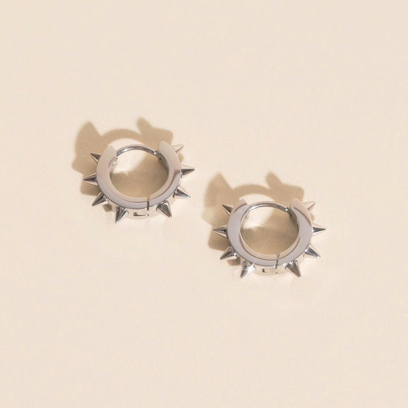 Spiked Chunky Huggie Hoop Earrings