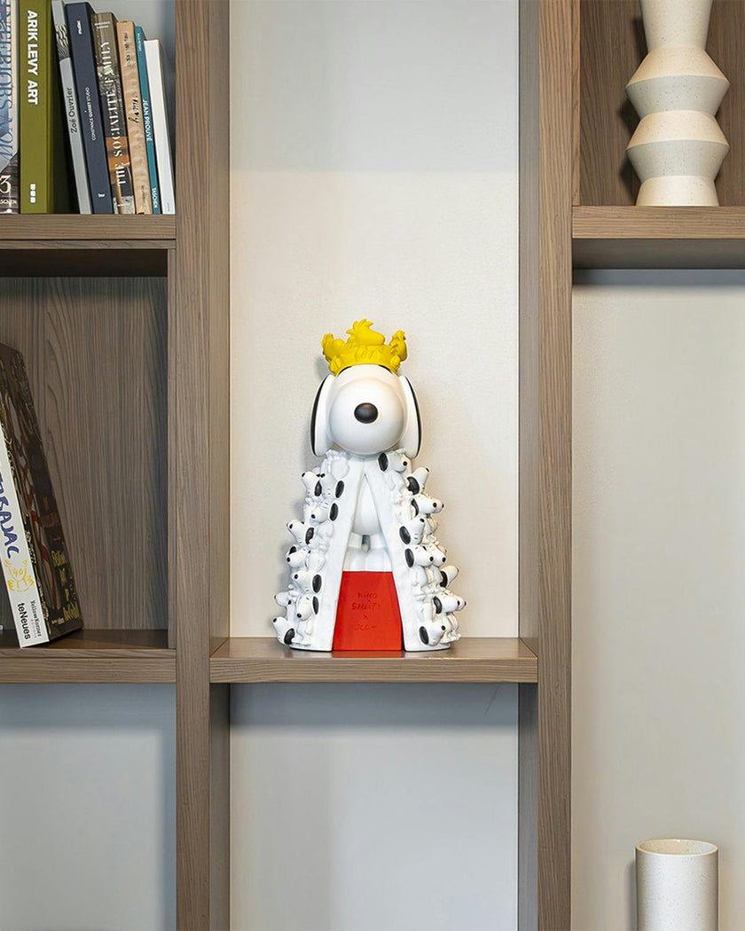 Snoopy KING with Mini Snoopies on Cape & Woodstock as Crown White & Yellow 17in