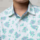 Linen Short Sleeve Button Down Shirt, Blue