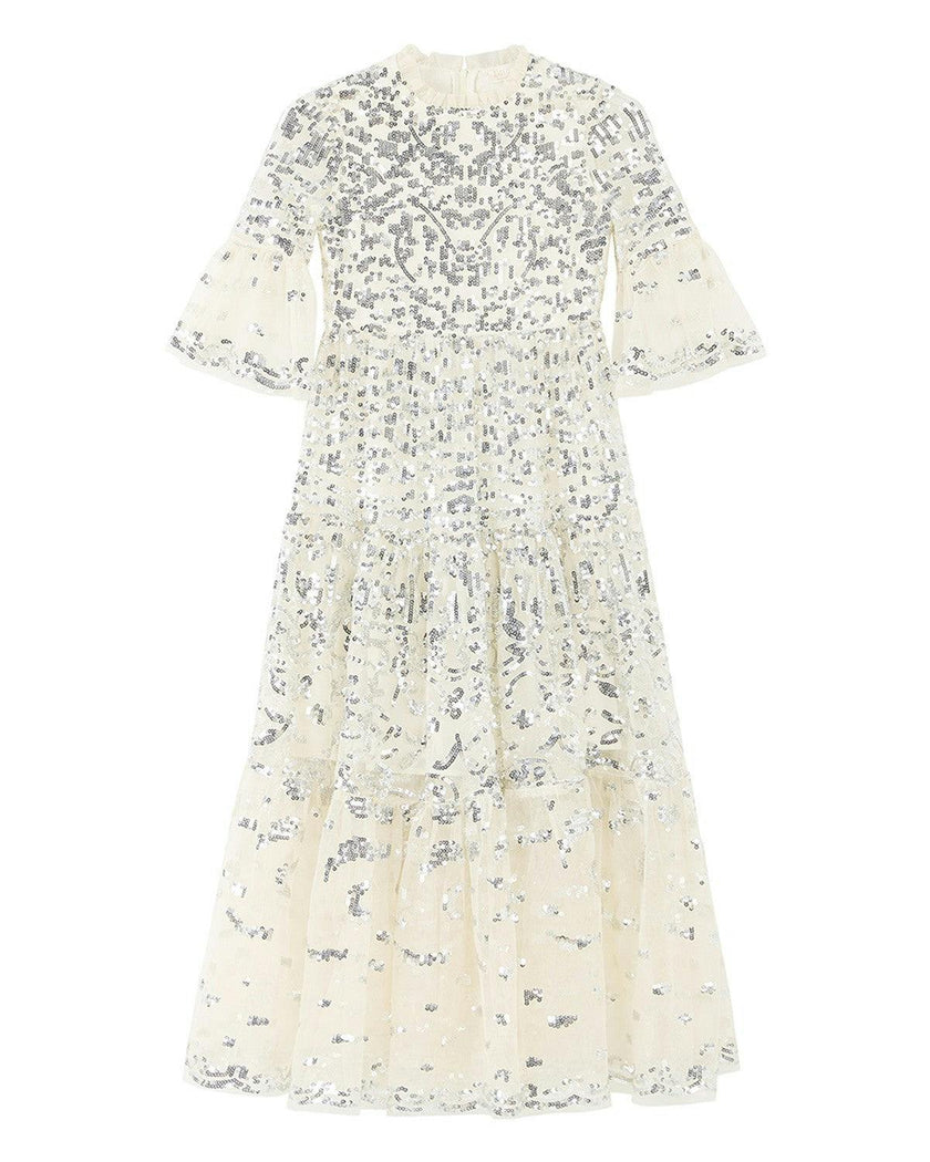 Tabitha Sequin Maxi Dress, Crème