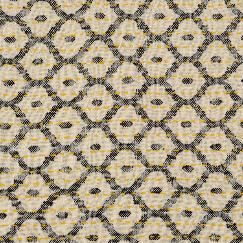 Artisan Hand Loomed Placemat - Gray Yellow Stitching - 14" x 19"- Set of 4 Arcadia Home
