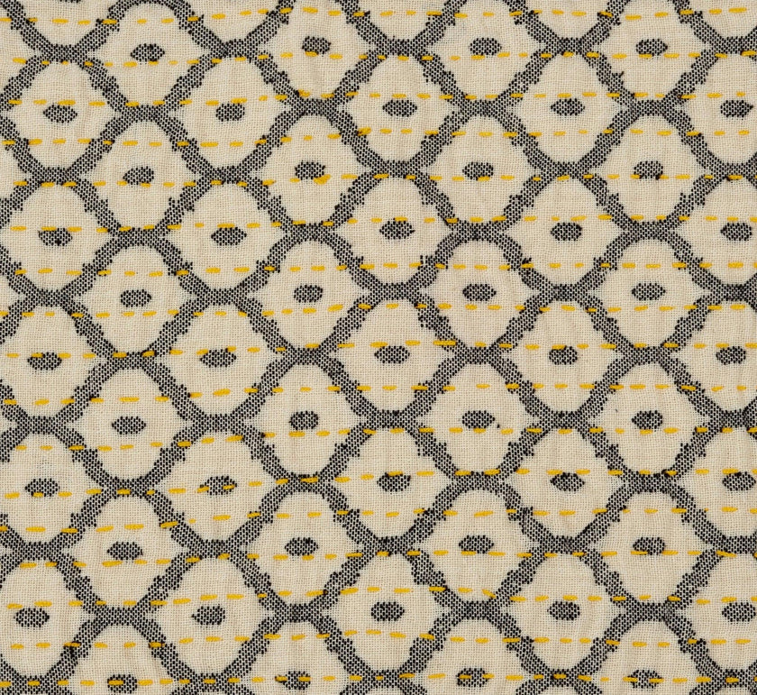 Artisan Hand Loomed Placemat - Gray Yellow Stitching - 14" x 19"- Set of 4