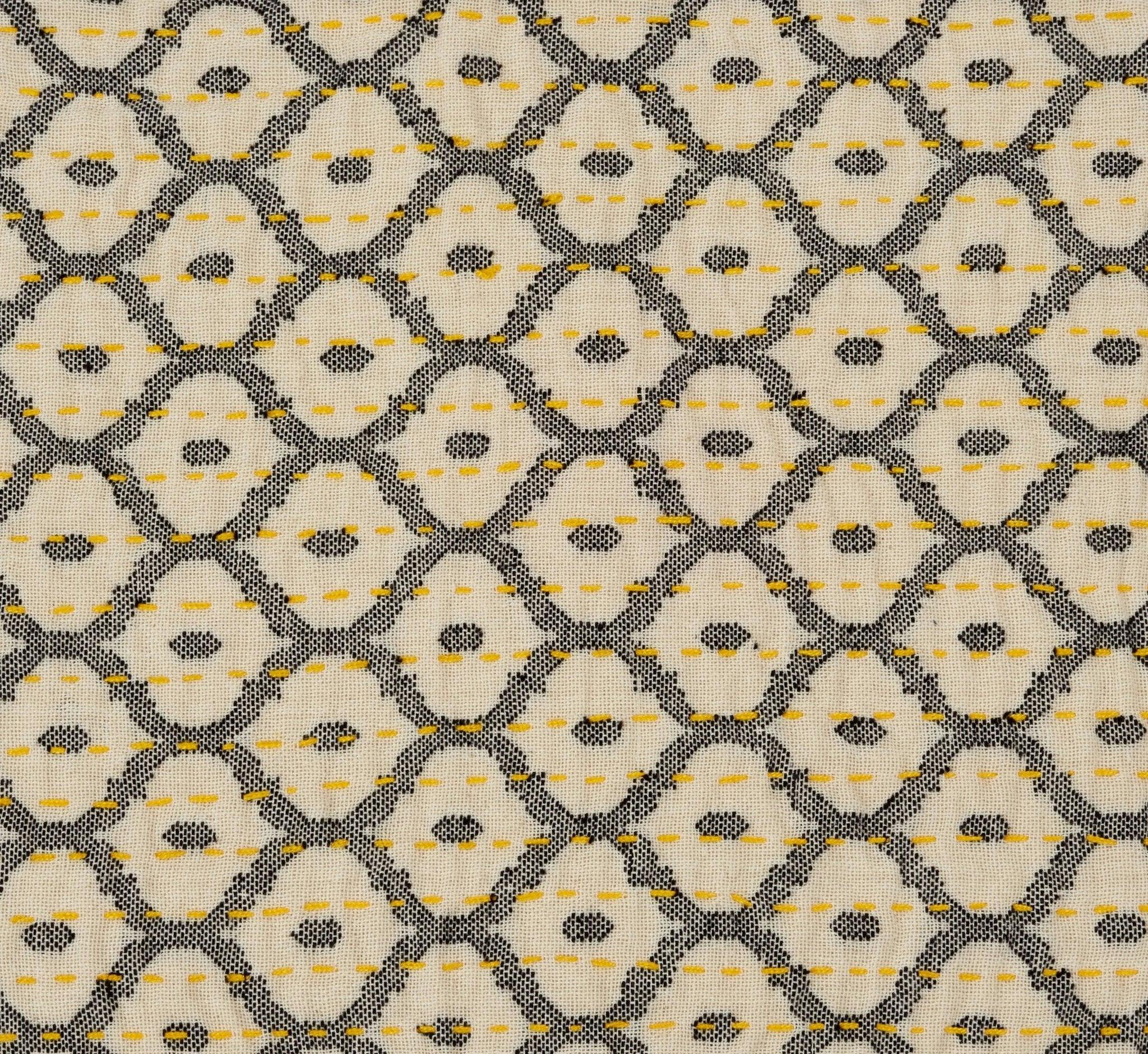Artisan Hand Loomed Placemat - Gray Yellow Stitching - 14
