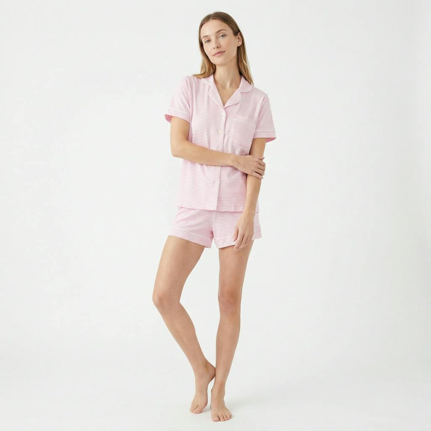 Ballet Stripe Short Sleeve & Shorts Bamboo Women's Pajama Set