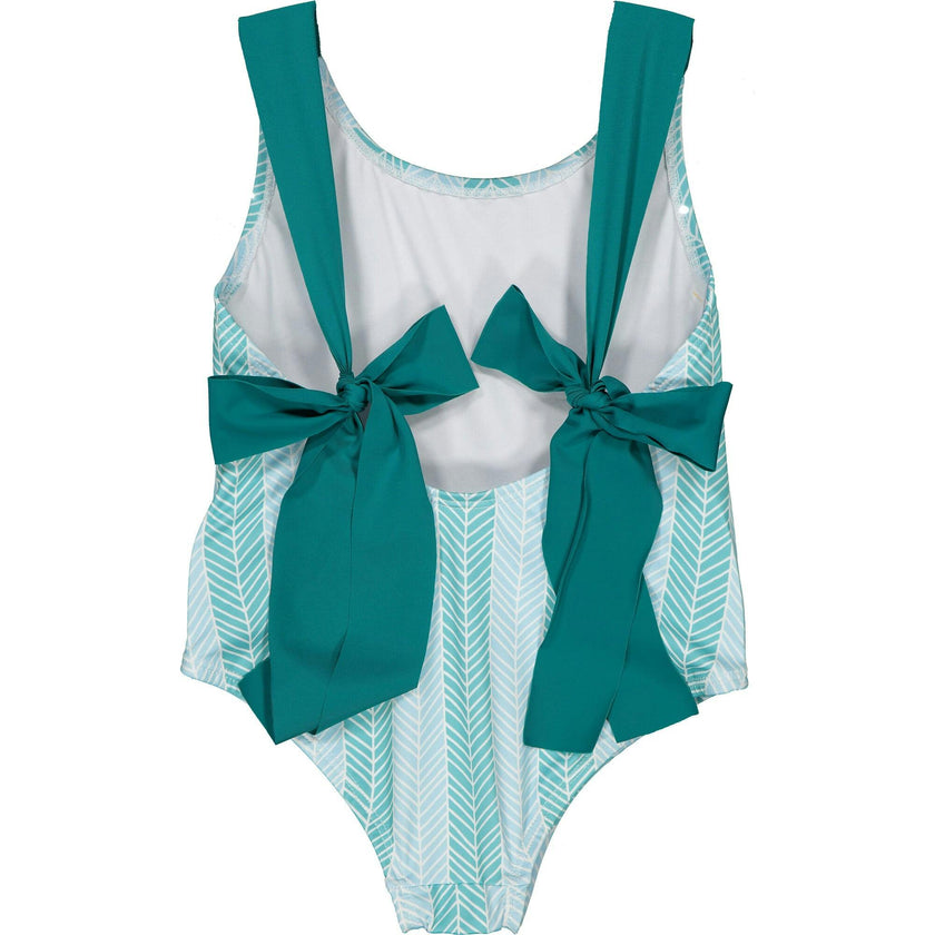 Herringbone Pattern Ruffle Strap Swimsuit, Multi