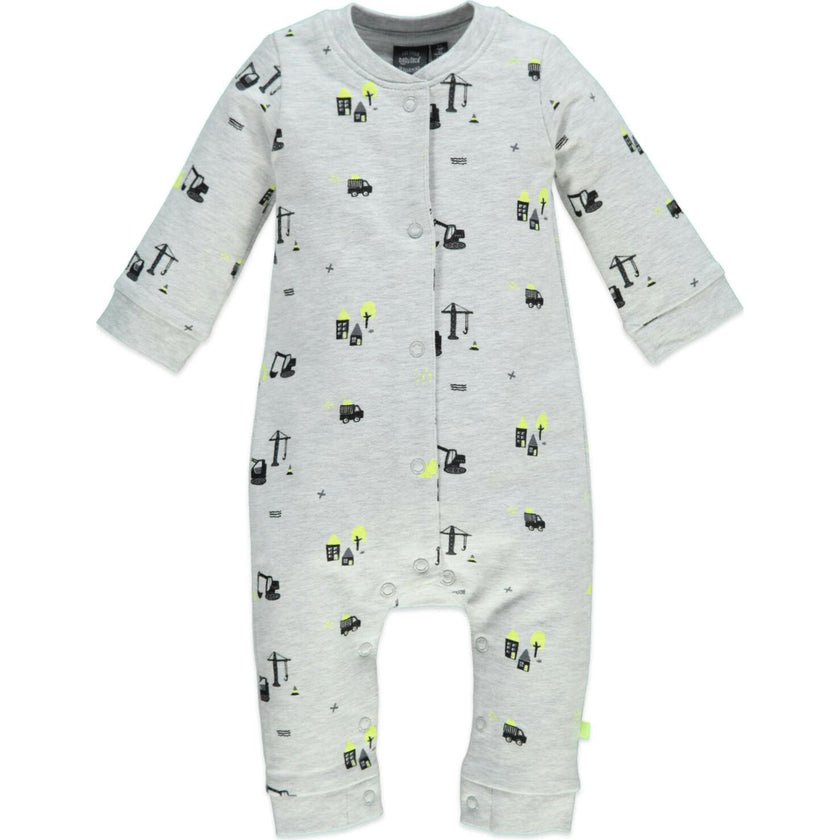 All-Over Houses And Construction Print Long Sleeve Romper