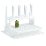 PopYum Glacier White Drying Rack from 100% Recycled Bottles with Silicone Drying Mat, countertop for Baby Bottles, Plastic Bags, Cups, Compact