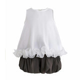 White Ruffle Puff Skirt Set